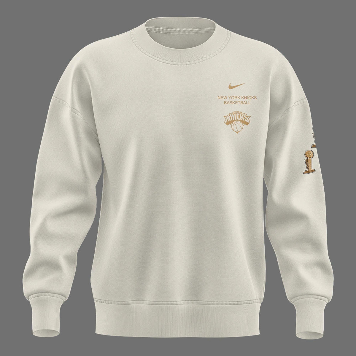 Limited edition New York Knicks 2026 NBA Finals Champions Standard Issue Full-Sweatshirt Team Signatures Print - Cream