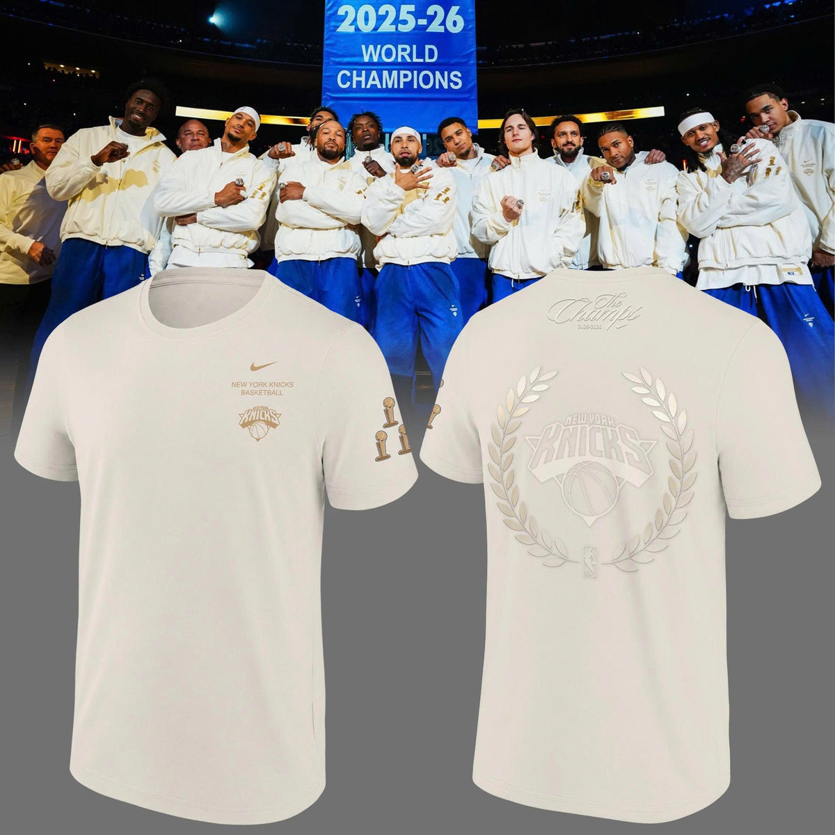 New York Knicks 2026 NBA Finals Champions Standard Issue Full-Tee - Cream