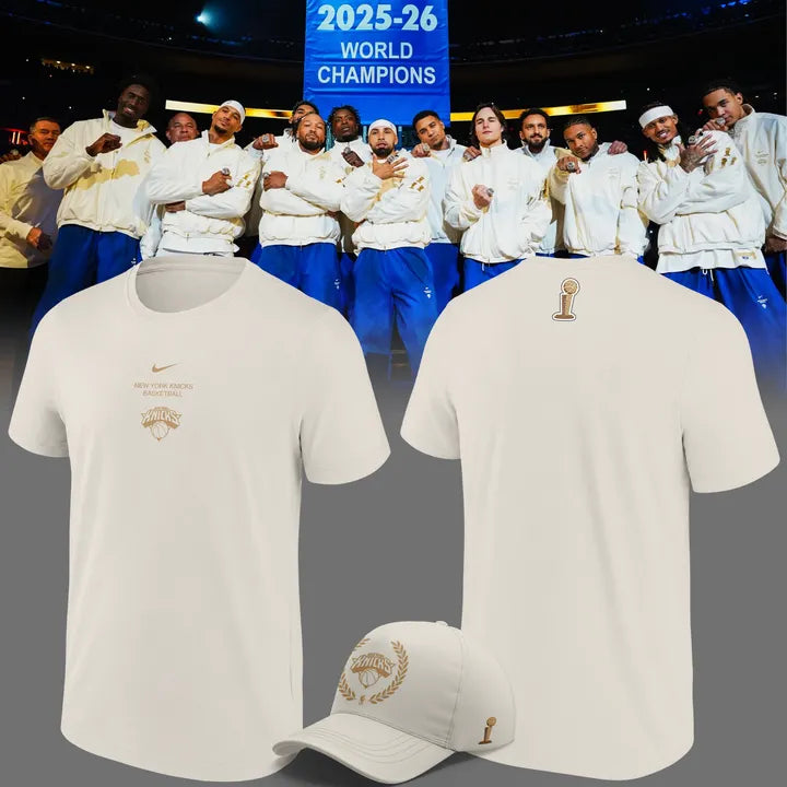 . NY Knicks celebrating their 2026 NBA Finals victory. Shirt