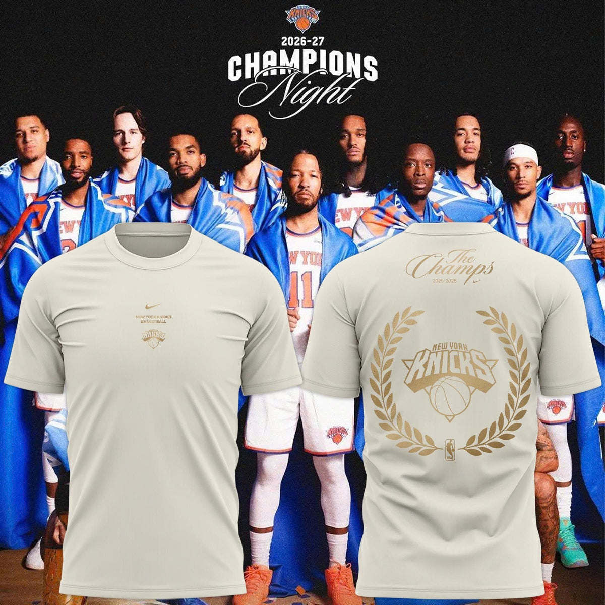 Unisex White New York Knicks 2026 Champions Night "The Champs" T-Shirt