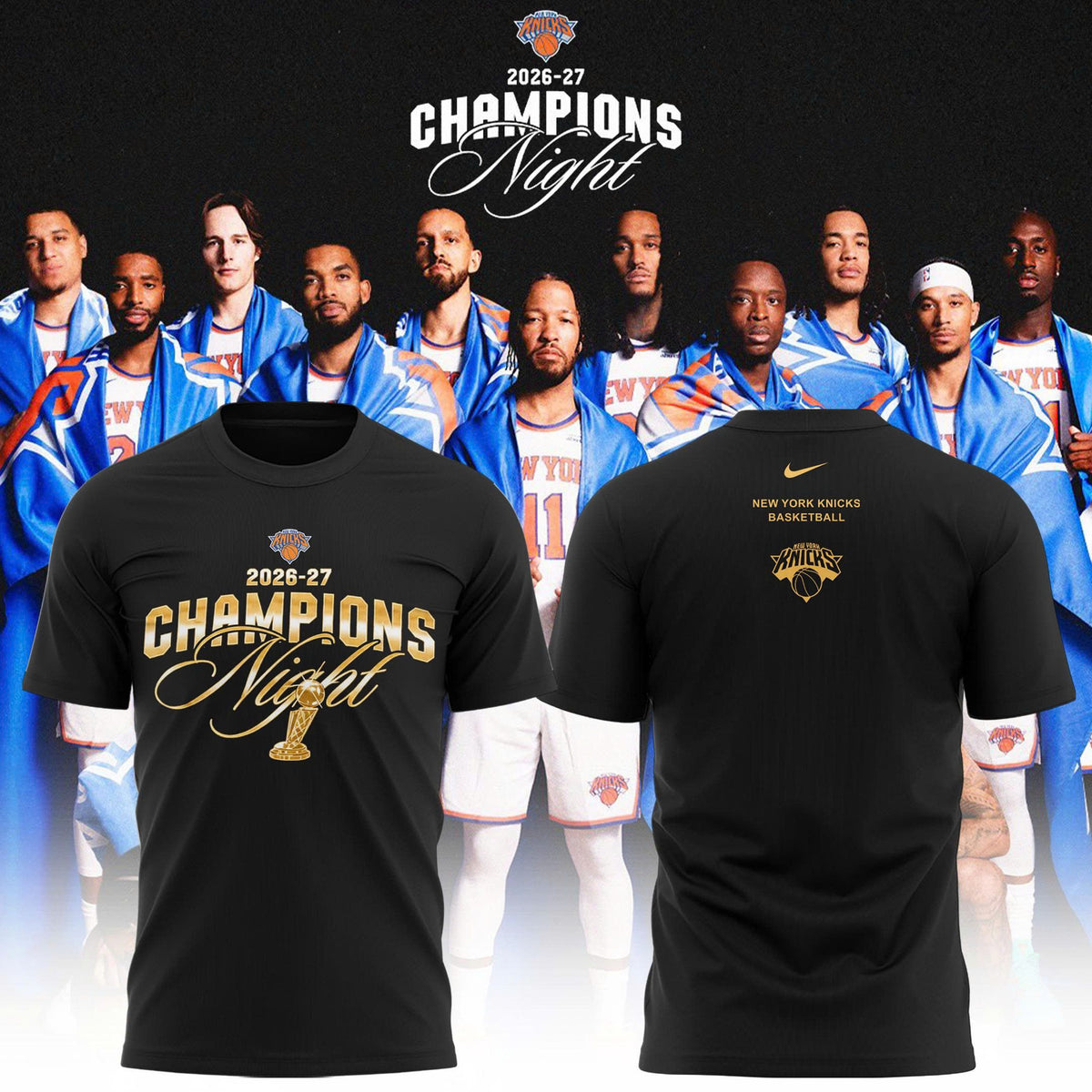 Unisex Black New York Knicks 2026 Champions Night T-Shirt