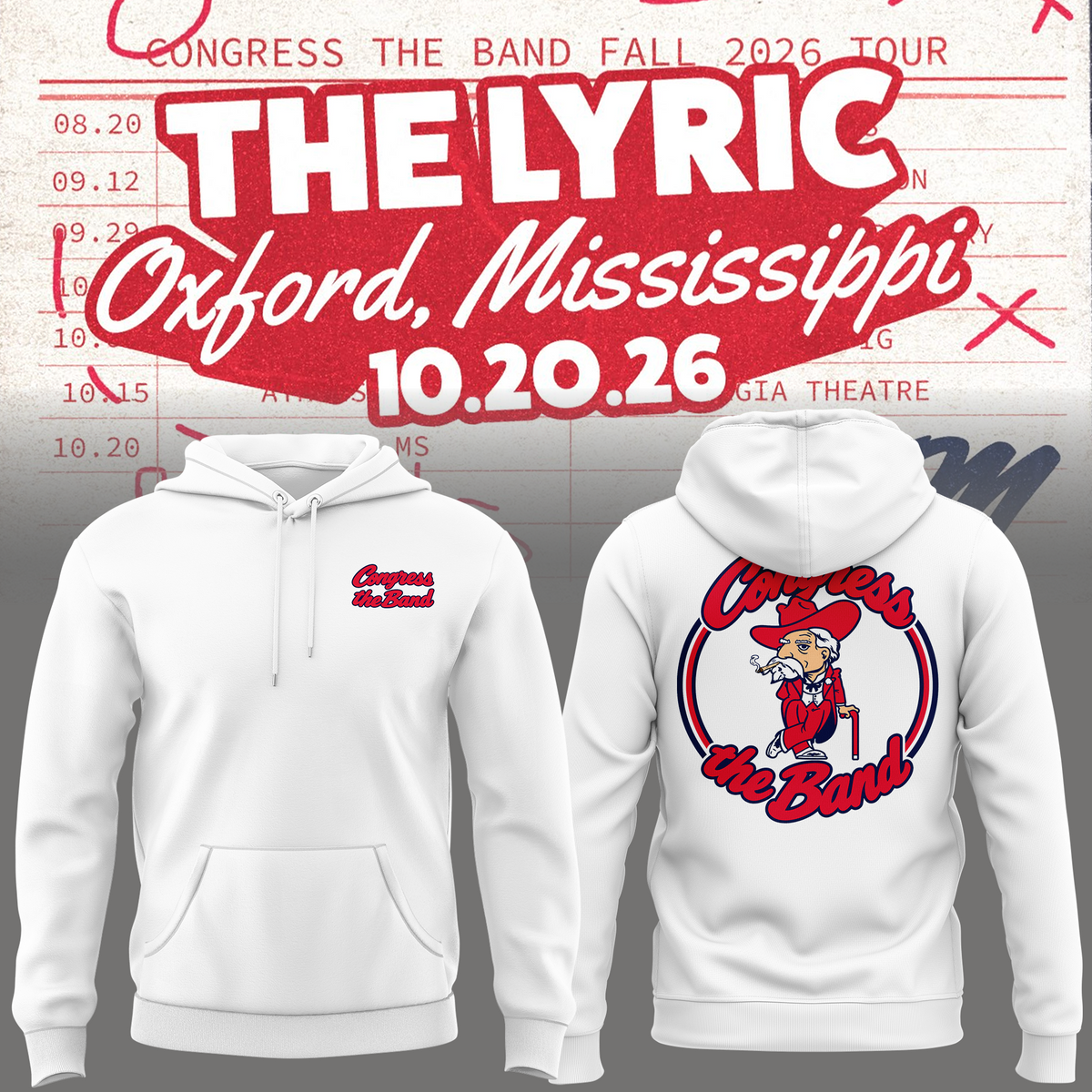 Limited Edition Ole Miss x Congress The Band White Hoodie 2026