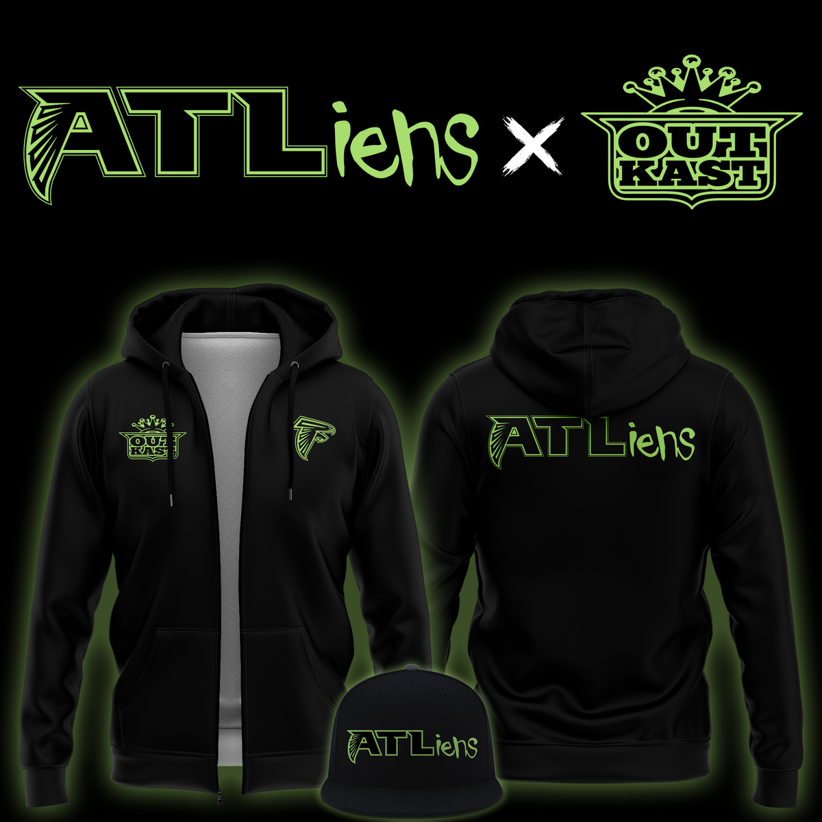 Outkast x Atlanta Falcons 30th Anniversary ATLiens zip Hoodie