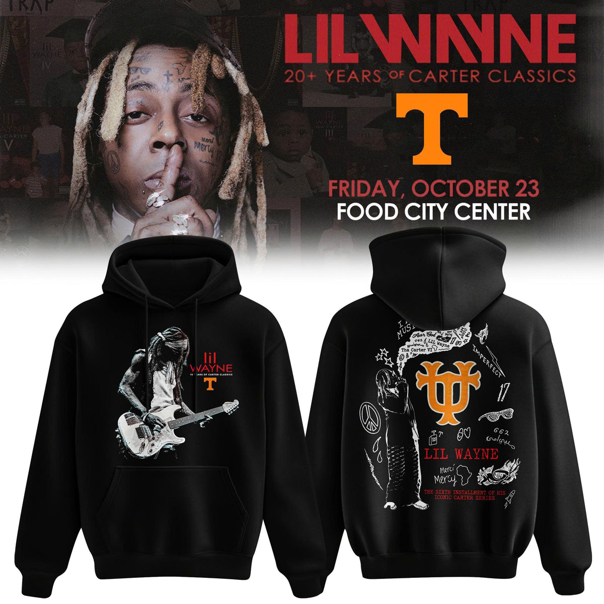 Tennessee Football x Lil Wayne "20 Years of Carter Classics” Tour Hoodie