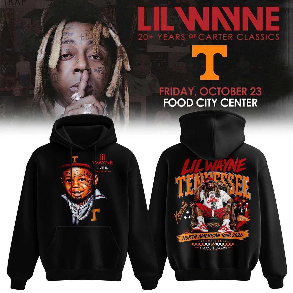 Lil Wayne "20 Years of Carter Classics” live in Tennessee Hoodie