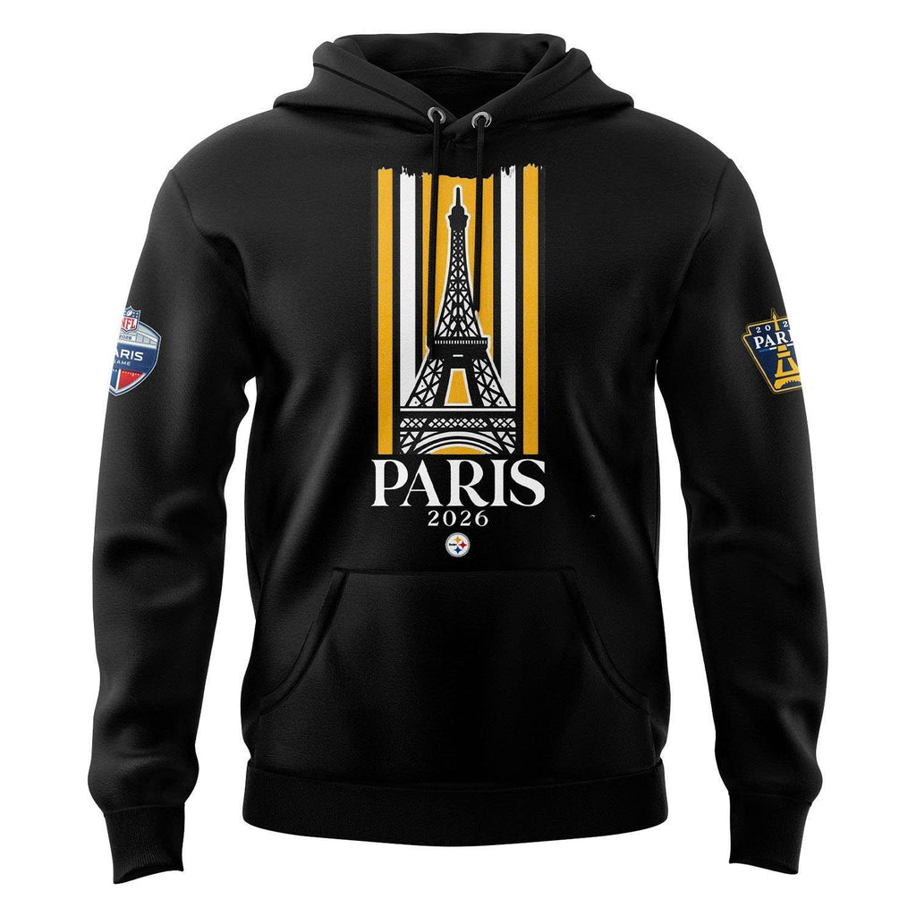 Unisex Black Pittsburgh Steelers 2026 NFL Paris Game Special Hoodie