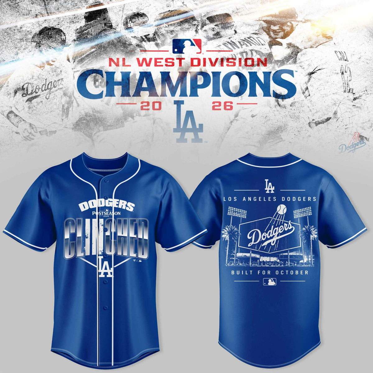 .Los Angeles Dodgers NL West Division Champions 2026 3D Graphic Baseball Jersey V5