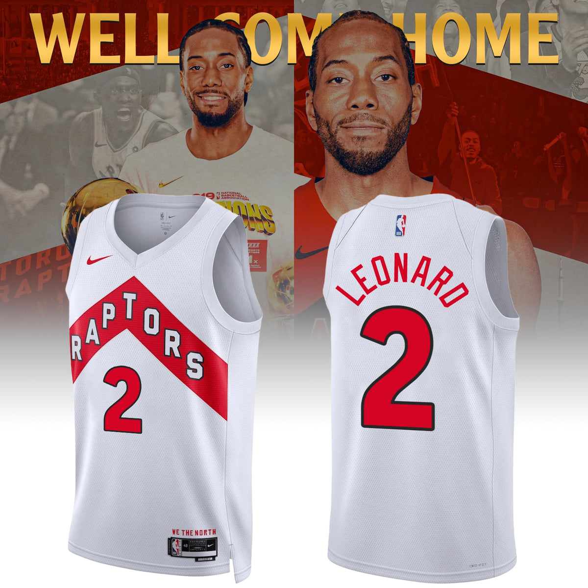 Kawhi Leonard #2 TOR White Basketball Jersey