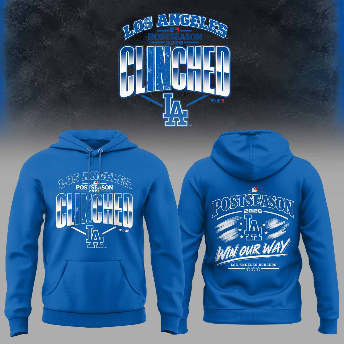 . Los Angeles Dodgers 2026 Postseason Clinched 3D All-Over Print Graphic Hoodie V2