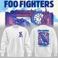 Foo Fighters Tour Poster Artwork Featuring Purple Raven Clock And Lotus Flower Sweater
