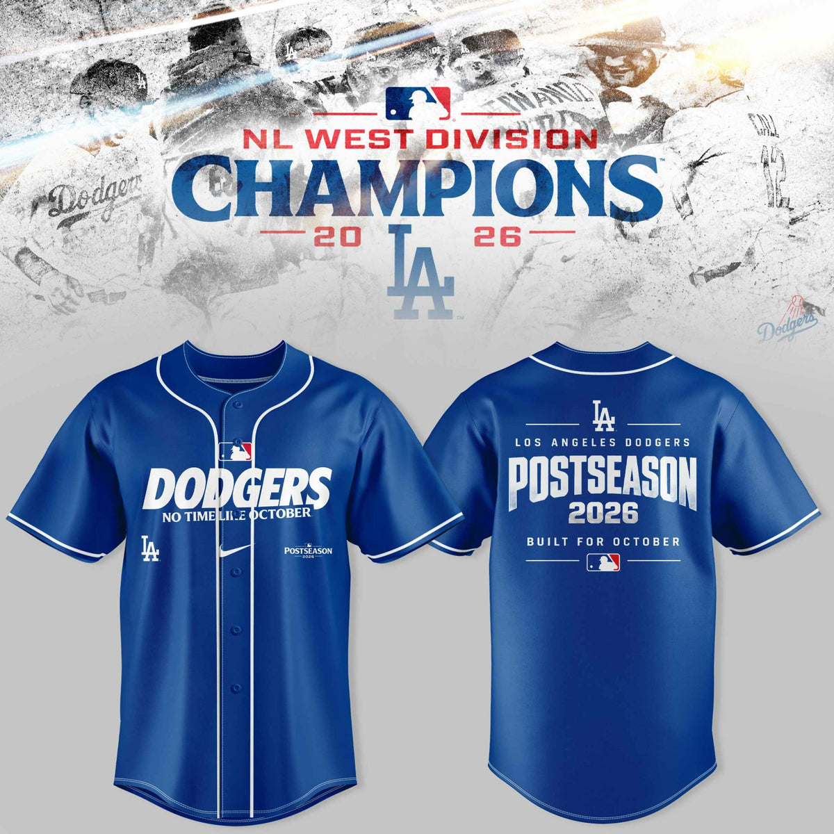 .Los Angeles Dodgers NL West Division Champions 2026 3D Graphic Baseball Jersey V7