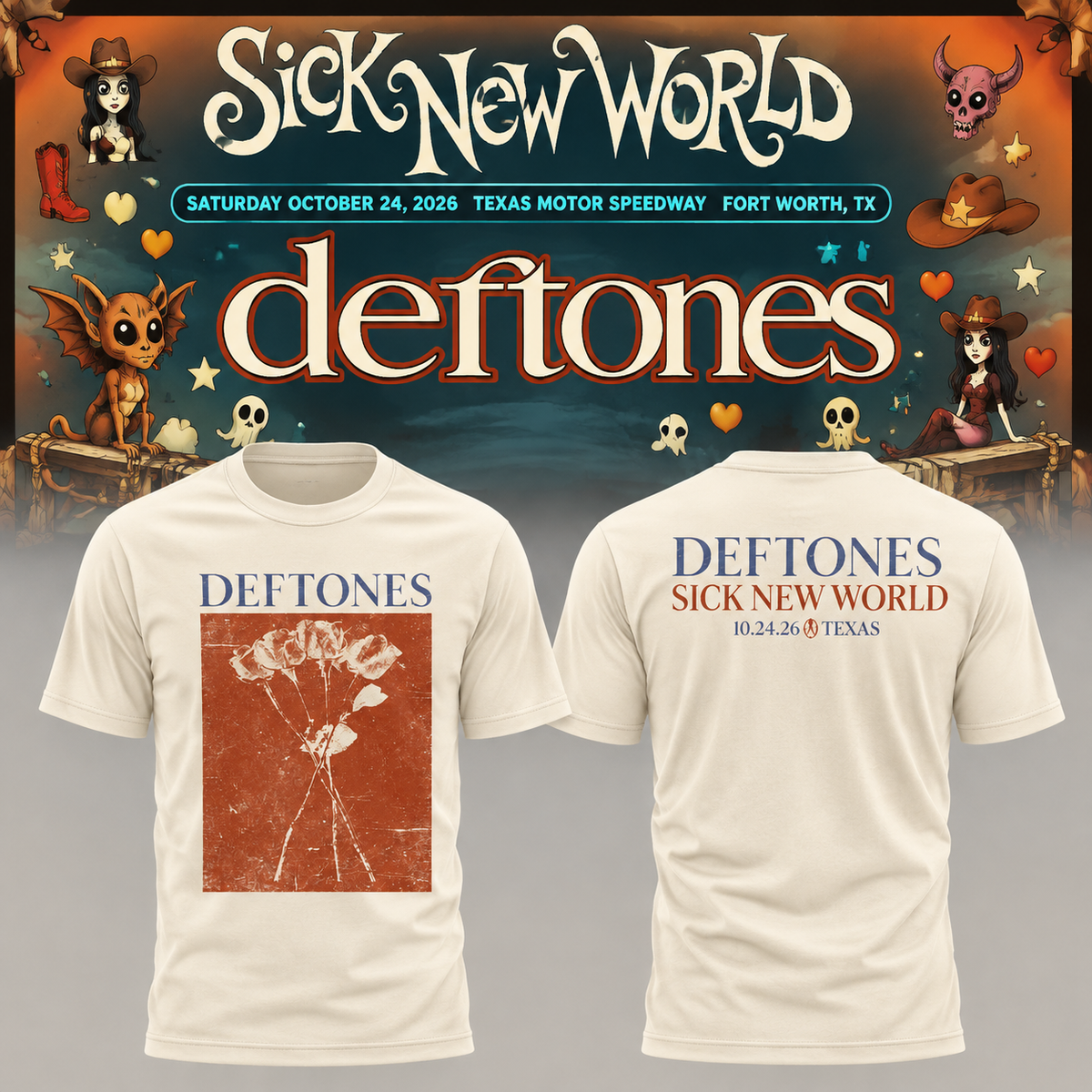 Deftones Sick New World Texas 2026 At Texas Motor Speedway In Fort Worth TX T-shirt