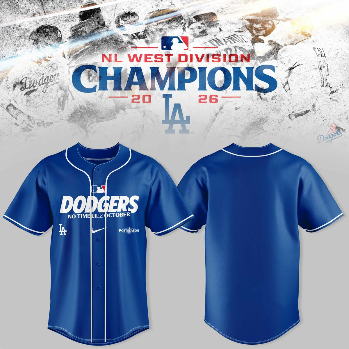 .Los Angeles Dodgers NL West Division Champions 2026 3D Graphic Baseball Jersey V3