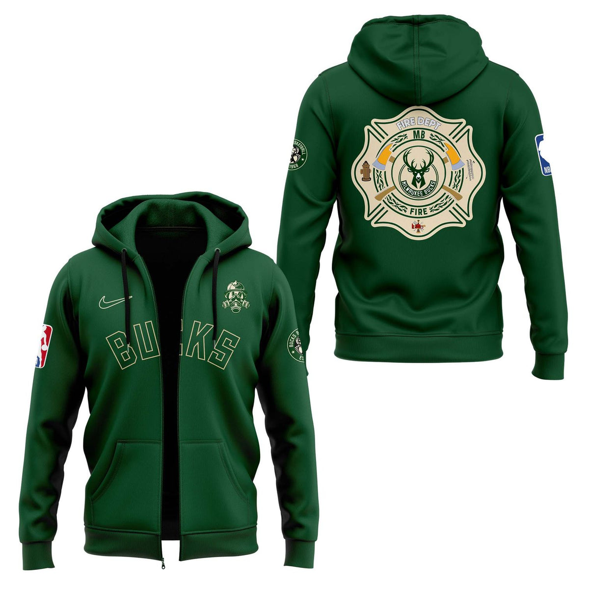 Milwaukee Bucks NBA x 2024 Firefighter Appreciation Night Premium Limited Pullover Zip Hoodie
