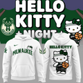 Special New Milwaukee Bucks x Hello Kitty White Hoodie 2024