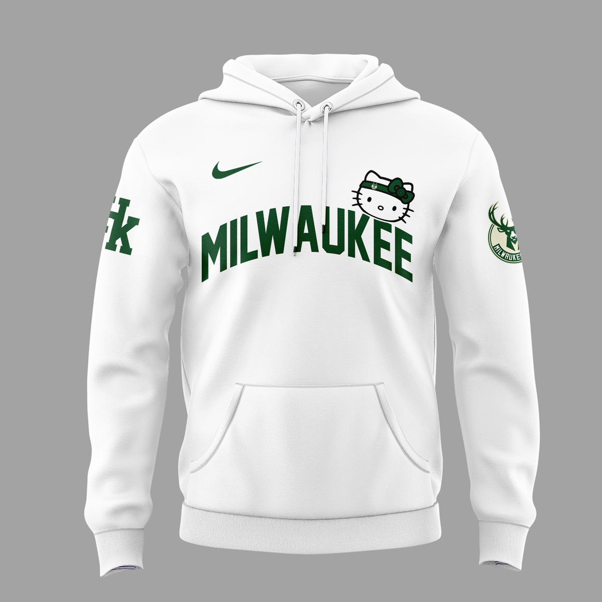 Special New Milwaukee Bucks x Hello Kitty White Hoodie 2024
