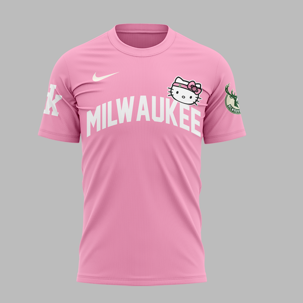 Special New Milwaukee Bucks x Hello Kitty Pink Tshirt 2024