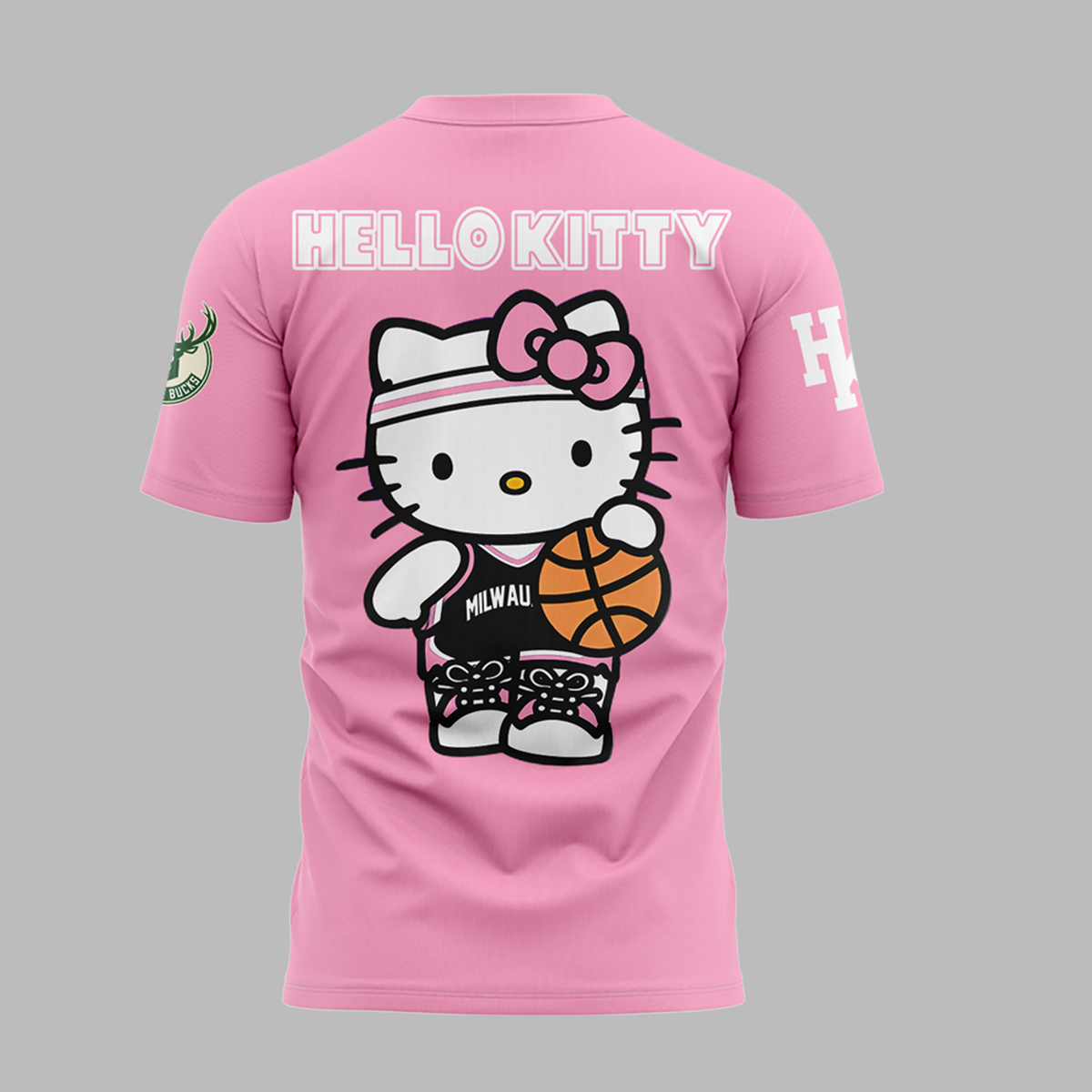 Special New Milwaukee Bucks x Hello Kitty Pink Tshirt 2024