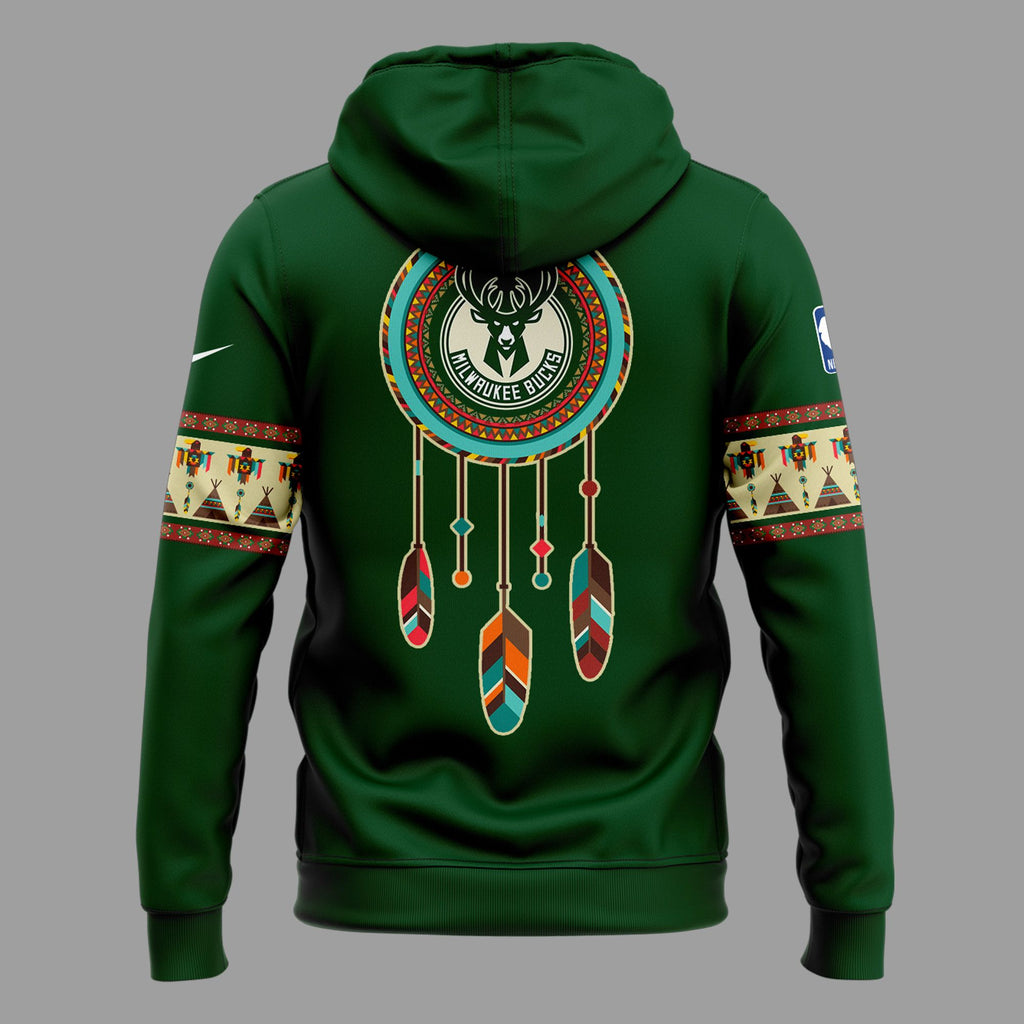 Limited Edition Native American Heritage Night Milwaukee Bucks Zip Hoodie