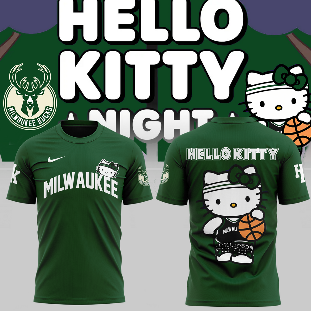 Special New Milwaukee Bucks x Hello Kitty Tshirt 2024