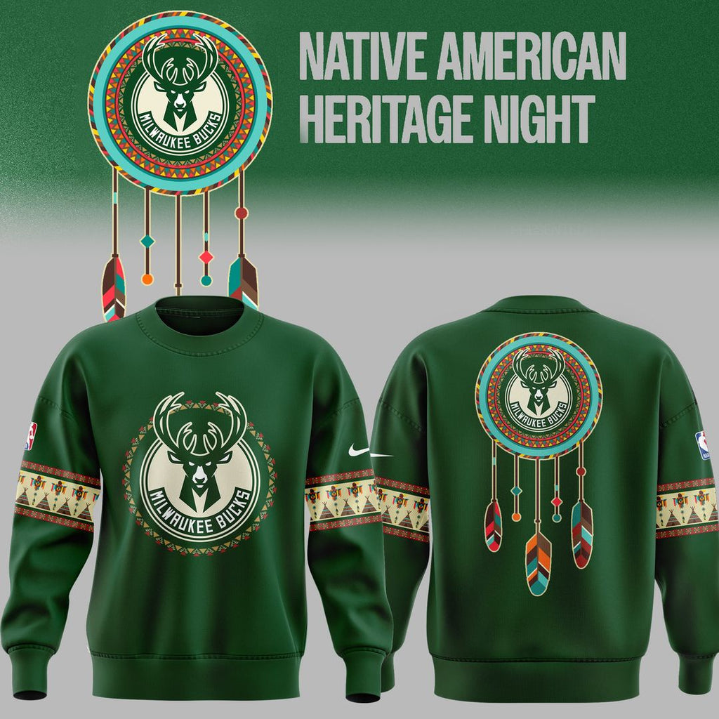 Limited Edition Native American Heritage Night Milwaukee Bucks Sweatshirt