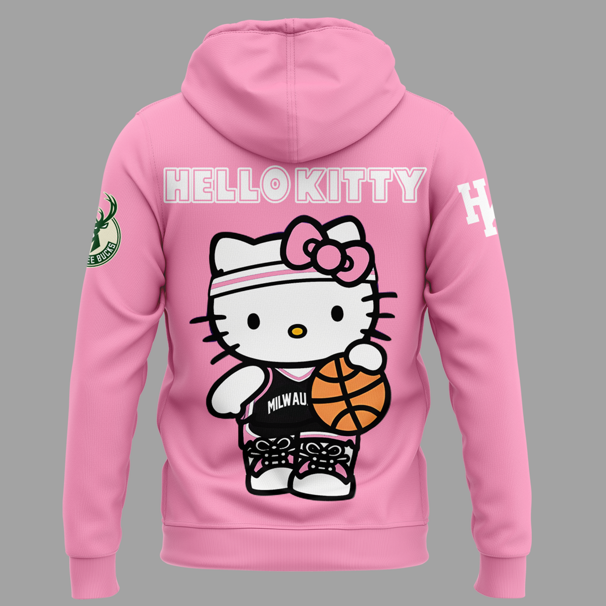 Special New Milwaukee Bucks x Hello Kitty Pink Hoodie 2024