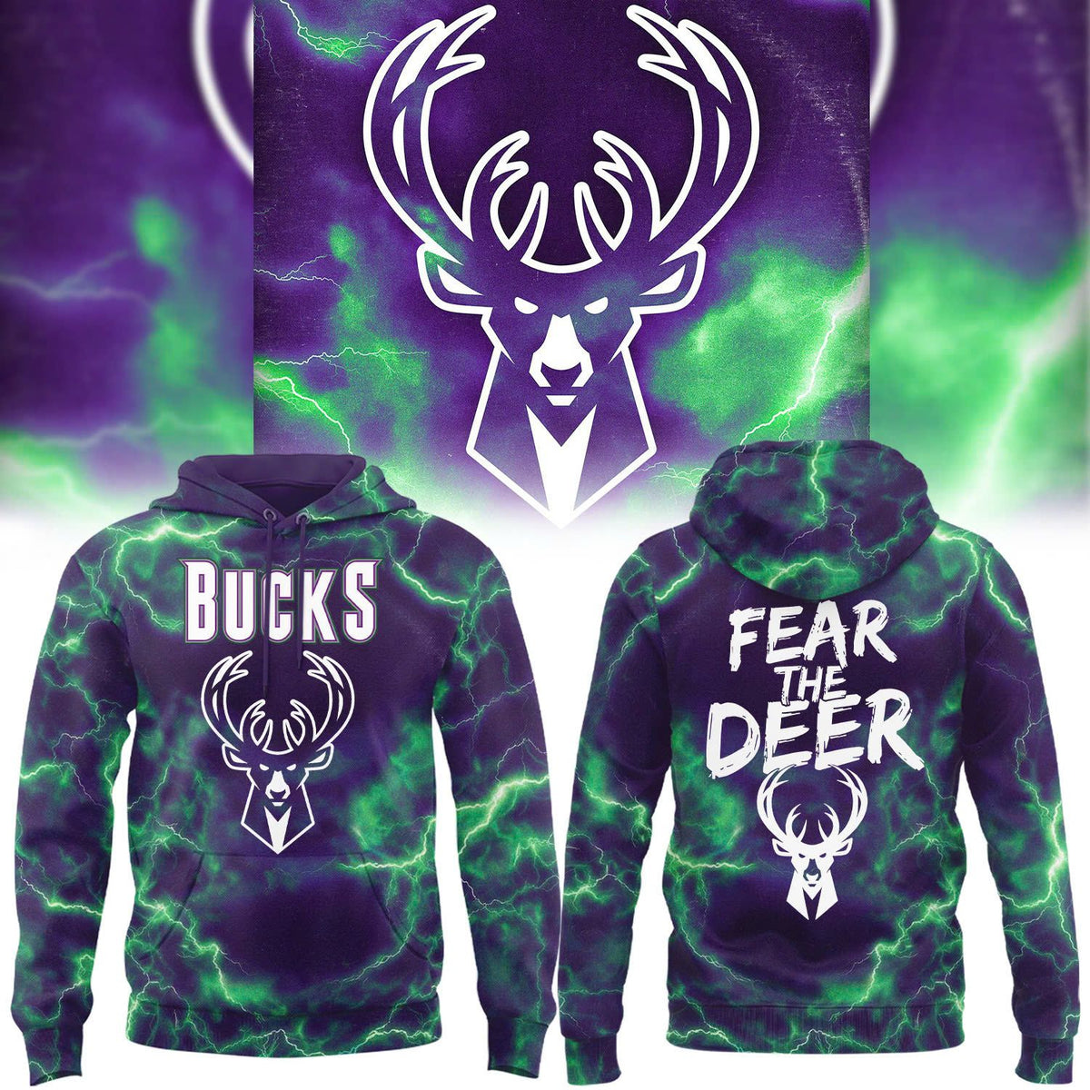 Special Edition Throwback Purple Milwaukee Bucks Fear The Deer Hoodie