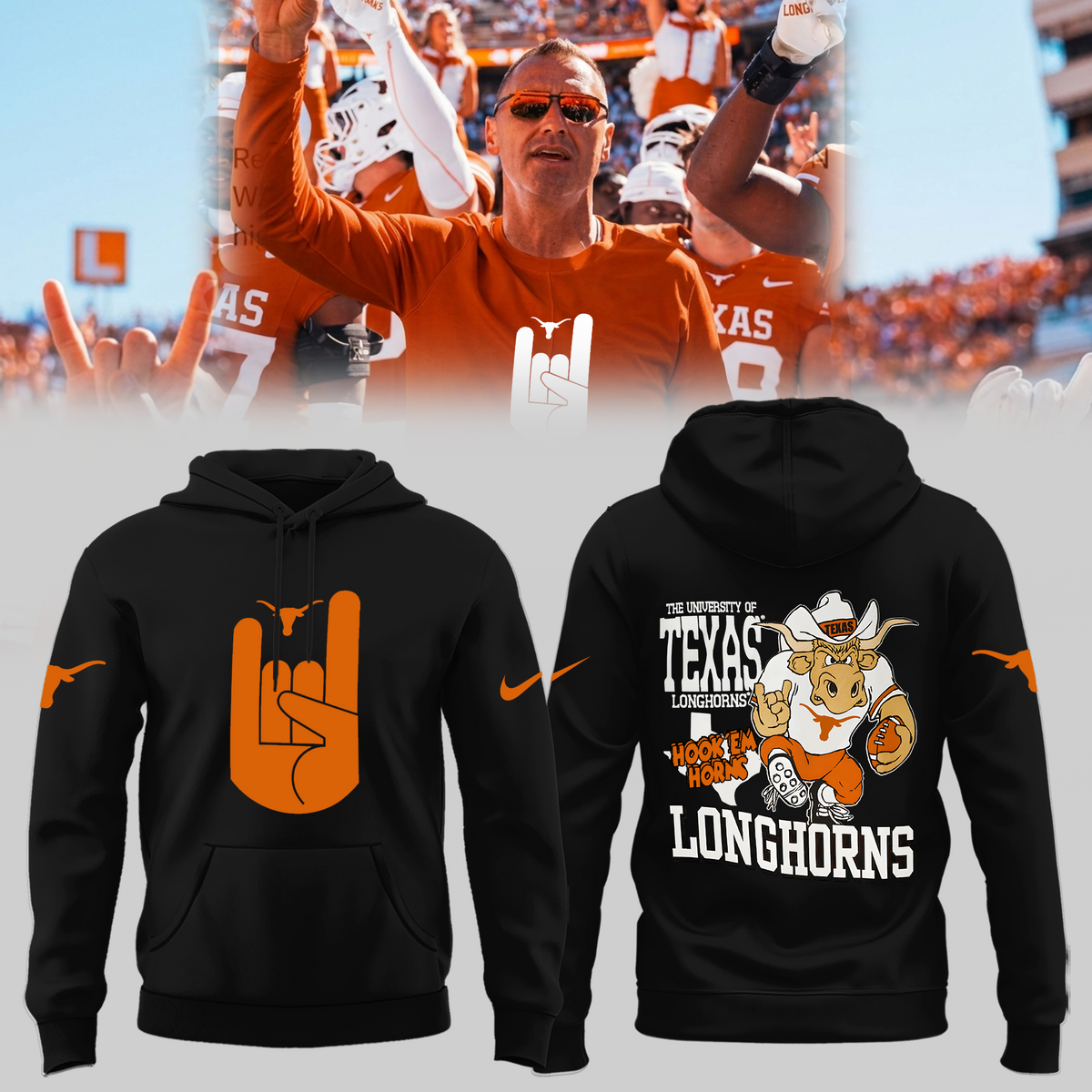Limited Edition Texas Longhorns Hook 'Em Sign Hoodie