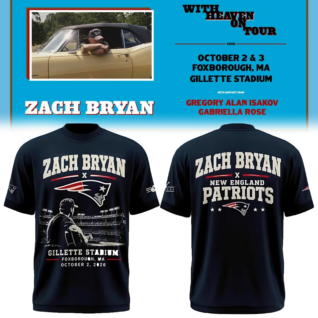 Zach Bryan x New England Patriots Concert Black T-Shirt