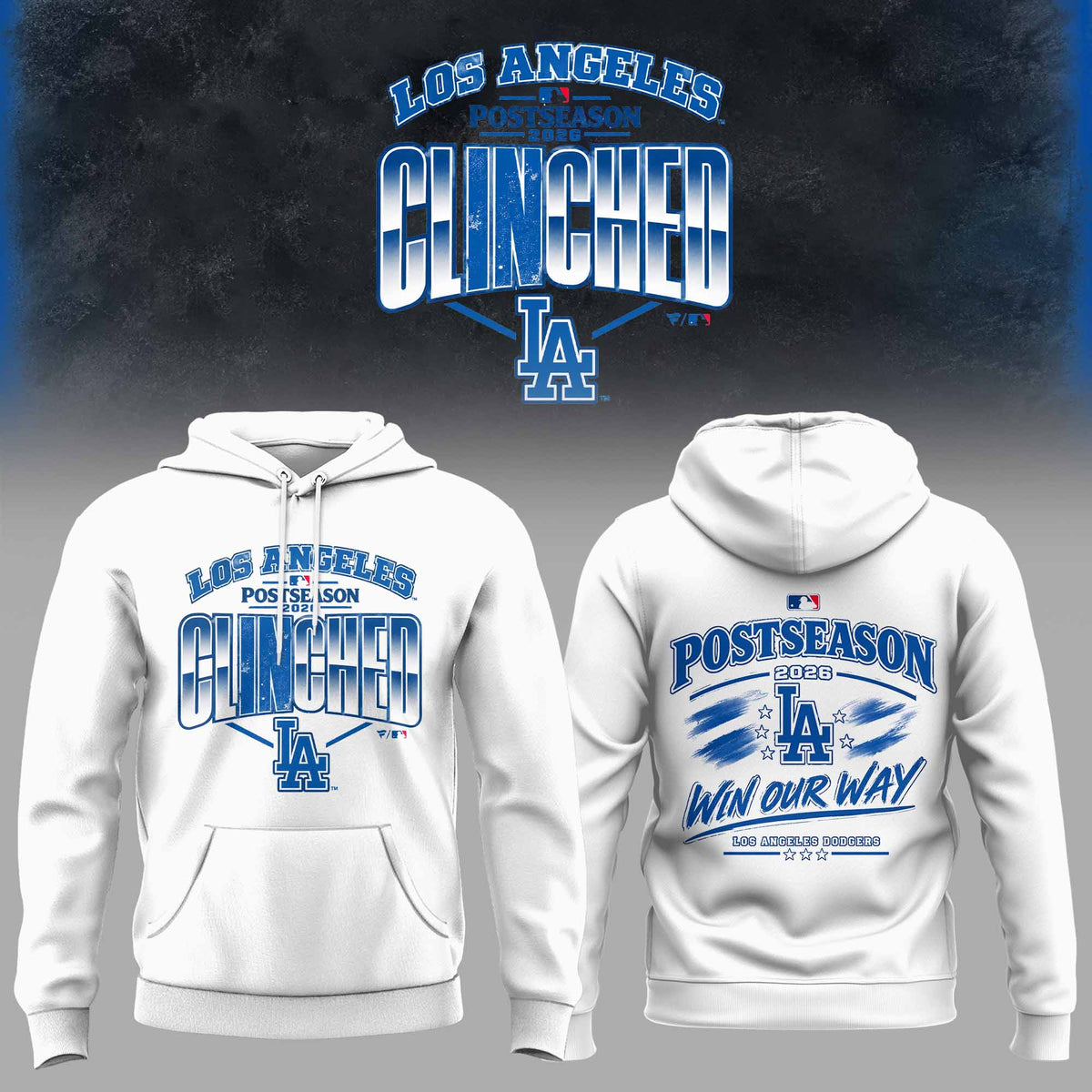 . Los Angeles Dodgers 2026 Postseason Clinched 3D All-Over Print Graphic Hoodie V1