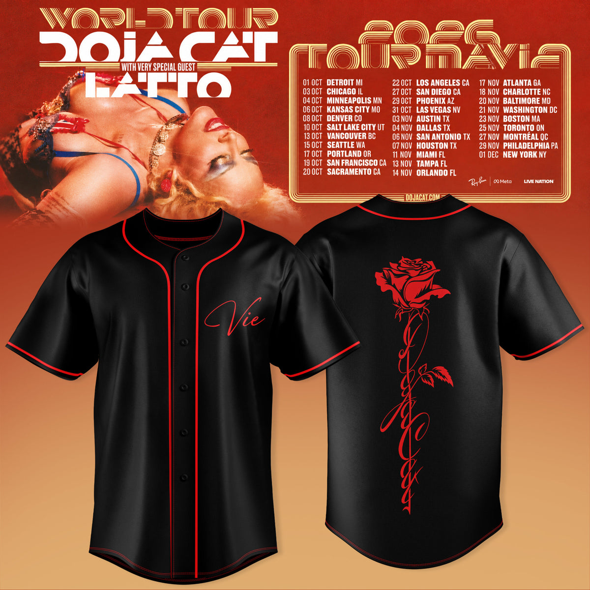 Doja Cat Tournavia World Tour 2026 Baseball Jersey V3