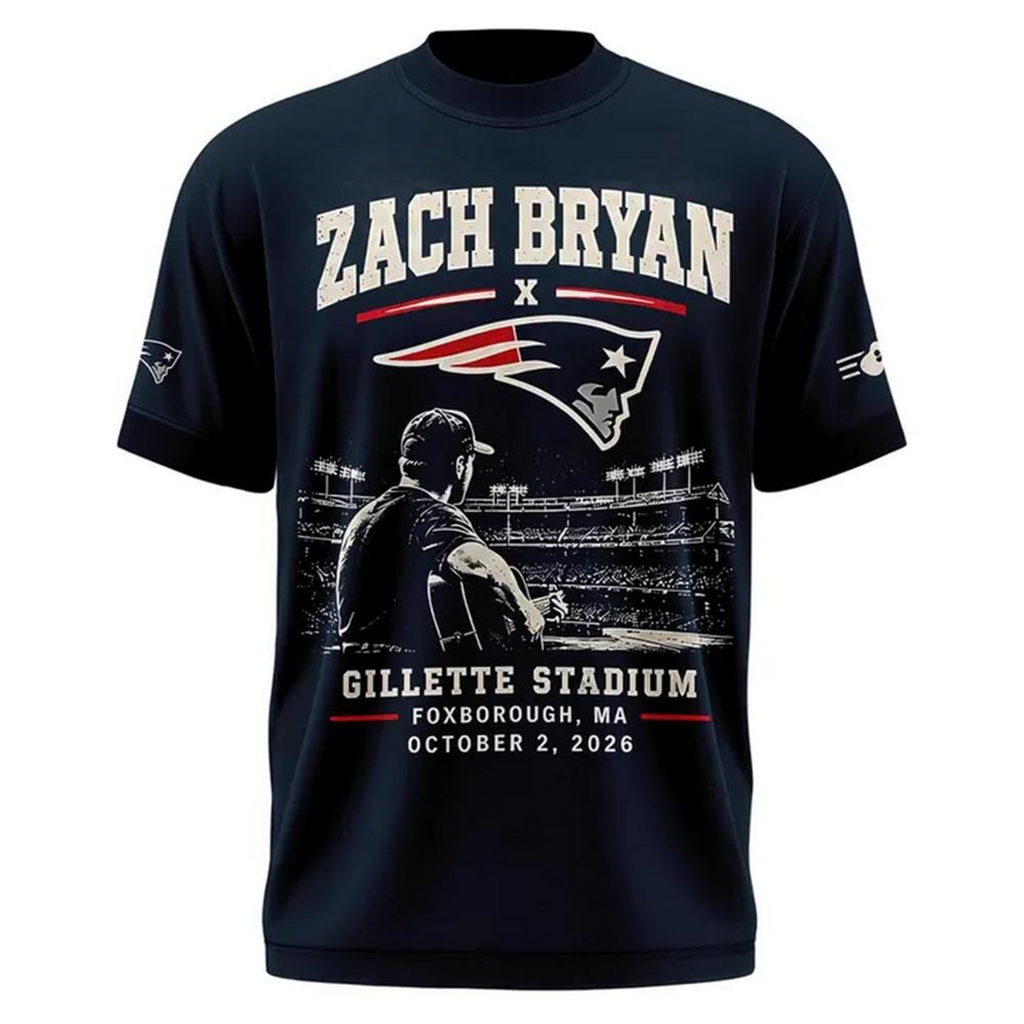 Zach Bryan x New England Patriots Concert Black T-Shirt