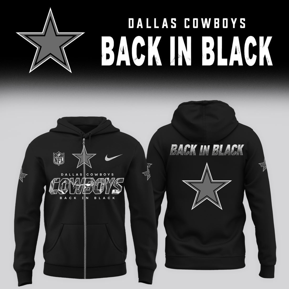 2026 Dallas Cowboys - Back In Black Limited Edition ZipHoodie